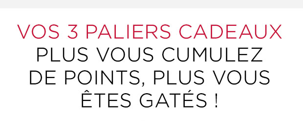Plus vous cumulez de points, plus vous êtes gâtés